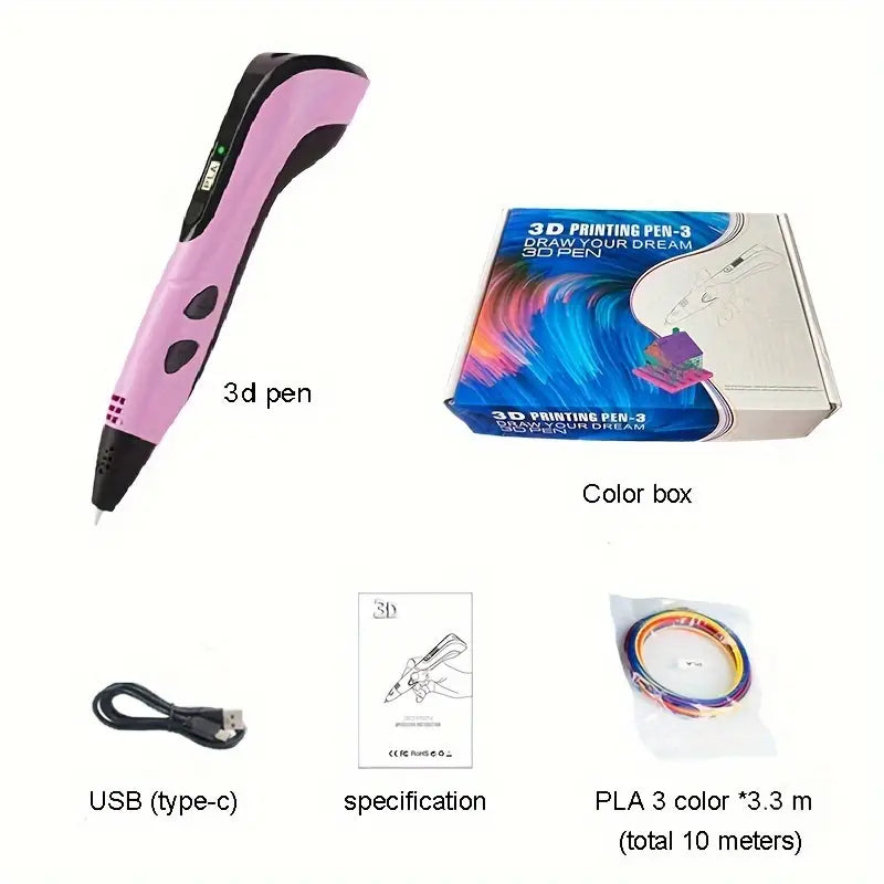 3D Printing Pen Set - Kids And Adults, USB Charging, Creative Drawing Doodling Pencil With PLA & ABS Support, No Battery, Arts And Crafts Educational Gift For Ages 6-14, Contains Electronic Components