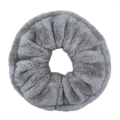 Grey Microfiber Quick-Dry Towel Scrunchie - Soft And Stylish Towel Scrunchies For Women And Perfect For Washing, Makeup, And Hair Accessories