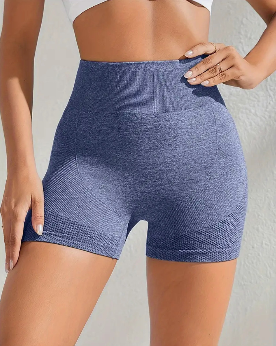 Ocean Blue FlexFit™ Shorts - Breathable Butt-Lifting Solid Color Casual Athletic Shorts, Comfort Fit Gym Workout Bottoms For Women