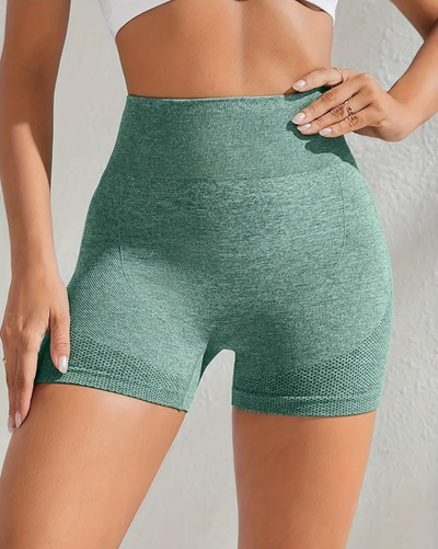 Crocodile Green FlexFit™ Shorts - Breathable Butt-Lifting Solid Color Casual Athletic Shorts, Comfort Fit Gym Workout Bottoms For Women