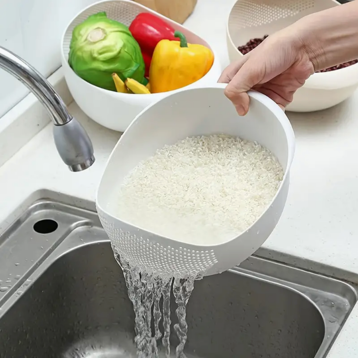 Food Washing Strainer - Multifunctional Washing Basket, Modern Style Food Draining Basket, For Fruit, Vegetable, Rice And Grain, Kitchen Organizers And Storage, Kitchen Accessories