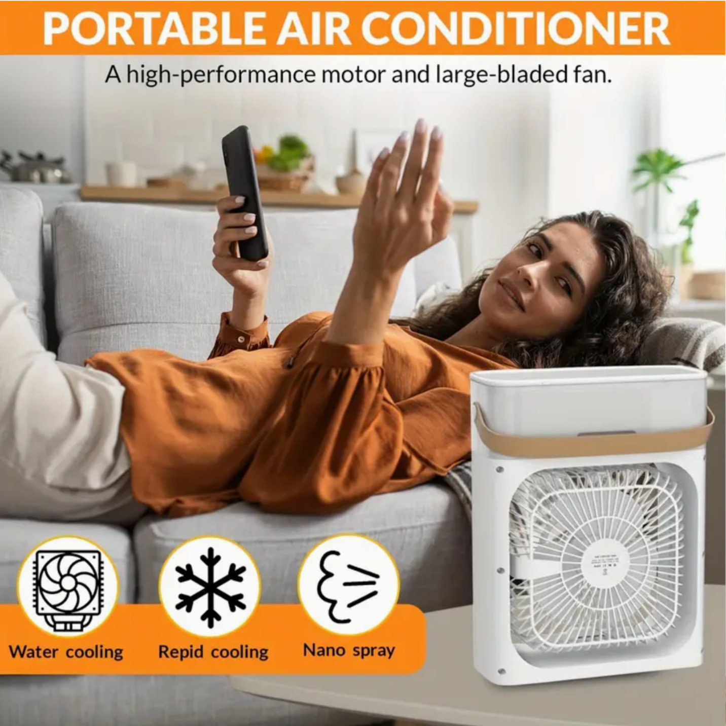 Portable 4 In 1 Cooling Fan - Small Portable AC Quiet Personal Air Cooler, USB Powered Mini Desktop Cooling Misting Fan, 1/2/3Hr Timer, 3 Speeds, 360° Adjustment, For Office, Home, Room, Desk, Car