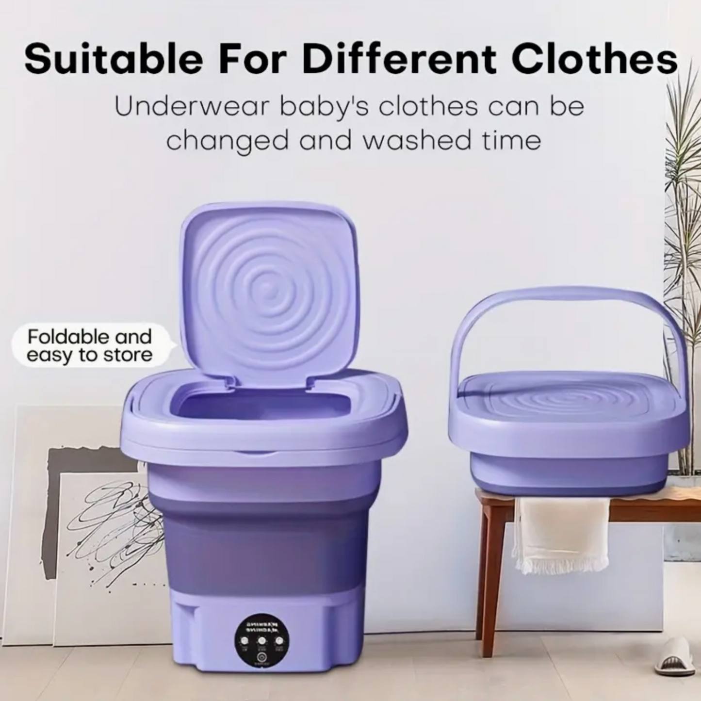 Portable Mini Washing Machine 8L - Foldable, Fully Automatic Portable And Compact Clothing, Underwear, Panties And Socks For Apartment, Dorm, Perfect For Baby Clothes Camping And RV Travel