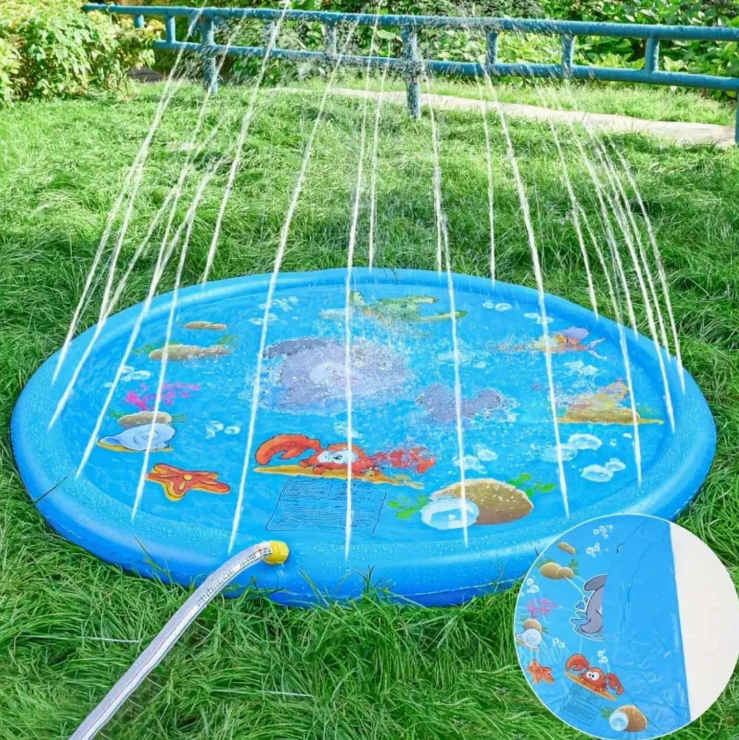 Small Splash Pad for Toddlers and Pets - Outdoor Inflatable Game Water Lawn, Collapsible Play Bed Outdoor Carpet, Water Bath, Garden Sprinkler Pvc Inflatable Mattress Test Water Play Bed, Summer Gift