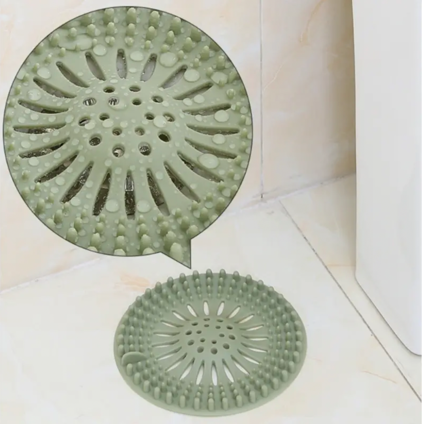 Shower Drain Hair Catcher - Silicone Drain Mat, Hair & Debris Strainer For Bathroom And Kitchen Sinks, Silicone Sink Filter, Easy Install & Clean, Shower And Bathtub Accessories