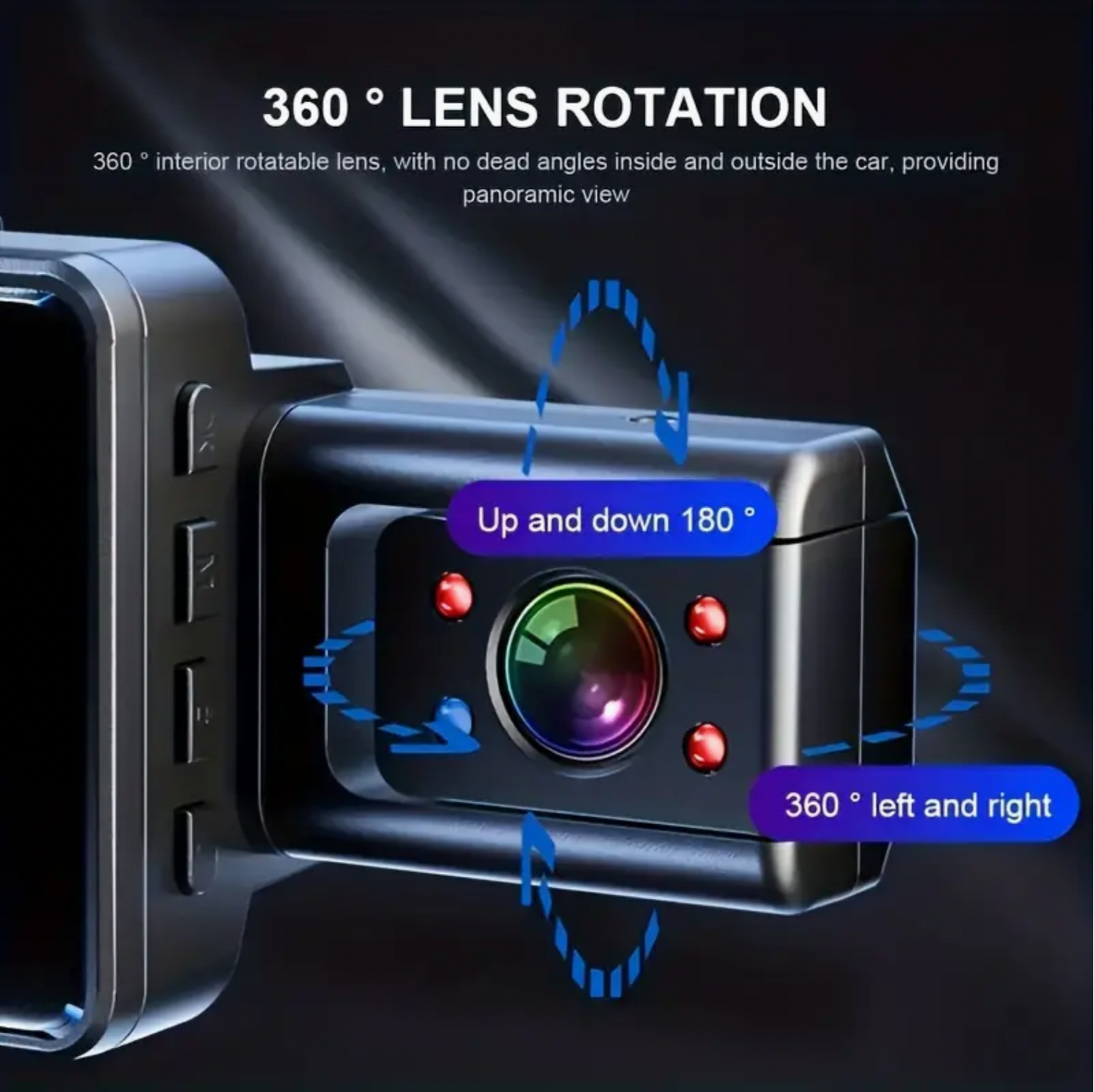 Dual Lens Dash Cam With Night Vision - Front And Inside, Car Camera With Loop Recording, Wide Angle Car DVR Camera Car Video Recorder Vehicle Black Box