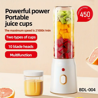 Portable Blender and Fruit Juicer 450ml - 3pcs USB Rechargeable Fruit Juicer, Multifunctional Dual-Cup Blender, Ideal For Home And Student Use, Kitchen Tools, Gift For Dorm