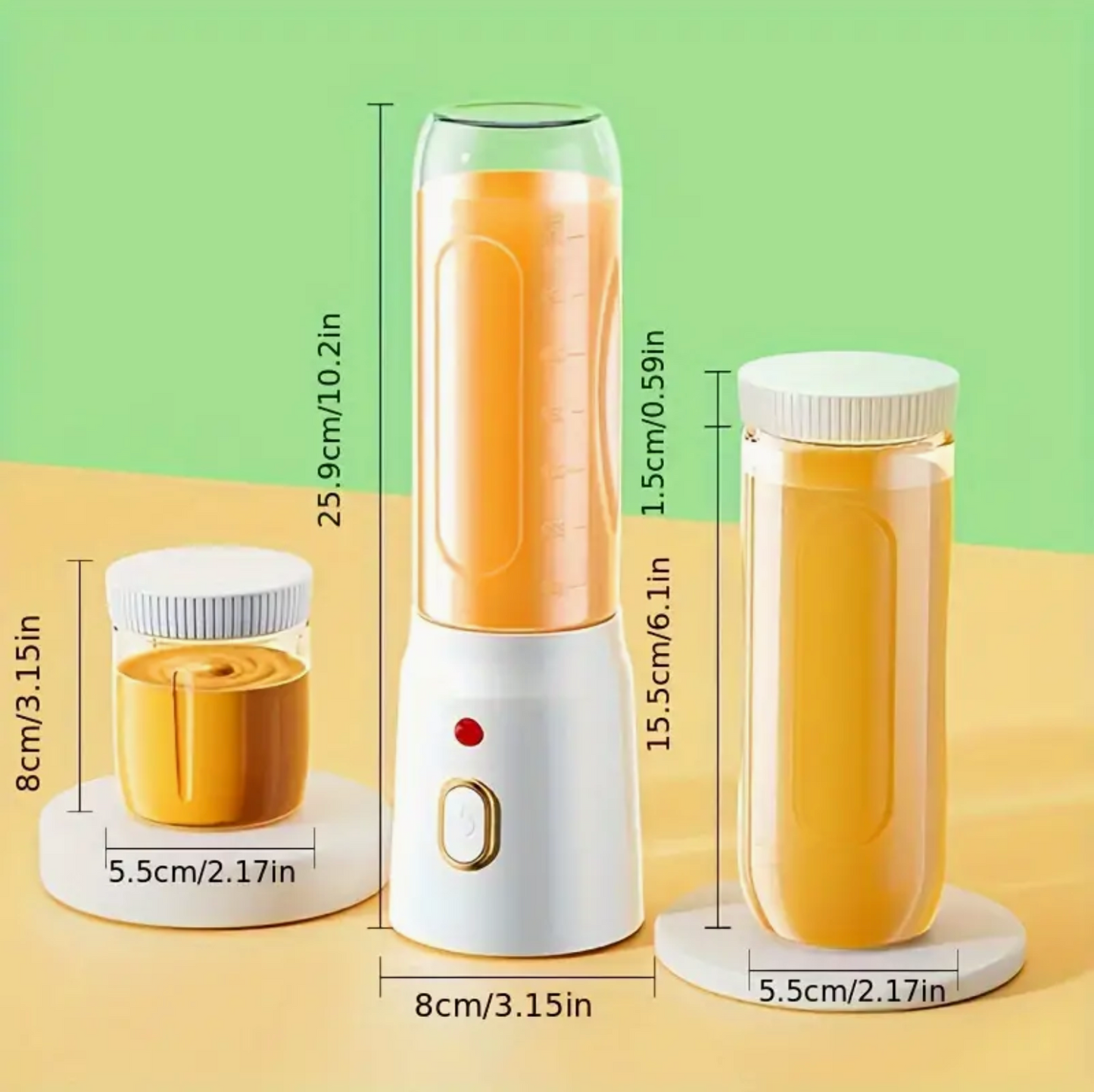 Portable Blender and Fruit Juicer 450ml - 3pcs USB Rechargeable Fruit Juicer, Multifunctional Dual-Cup Blender, Ideal For Home And Student Use, Kitchen Tools, Gift For Dorm