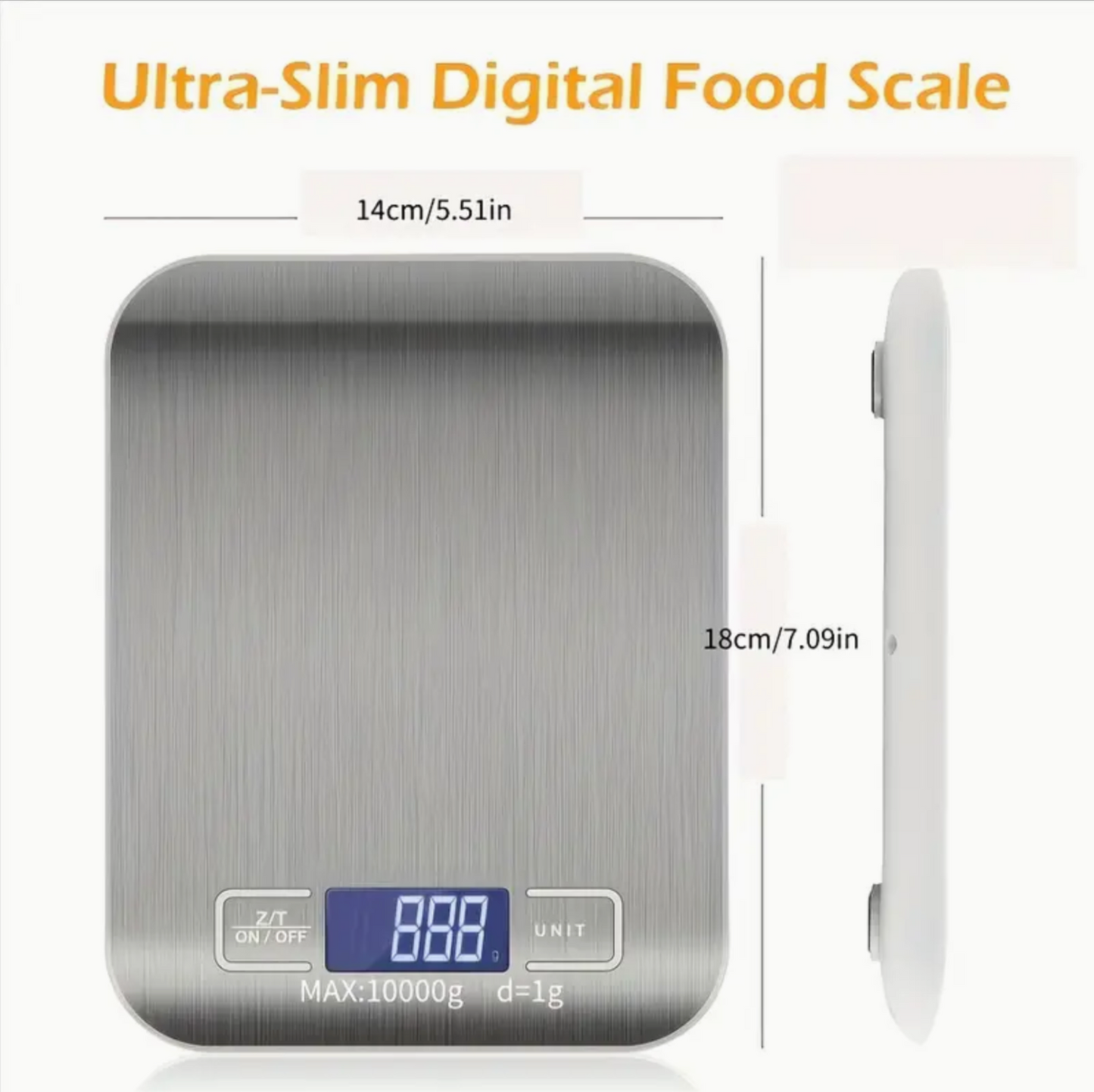 Multifunction Electric Digital Kitchen Food Scale - Weluvfit 22.05LB/0.04oz, LCD Display, High Precise Waterproof With Stainless Steel Surface, Weight Loss, Baking, Cooking, Keto And Meal Prep