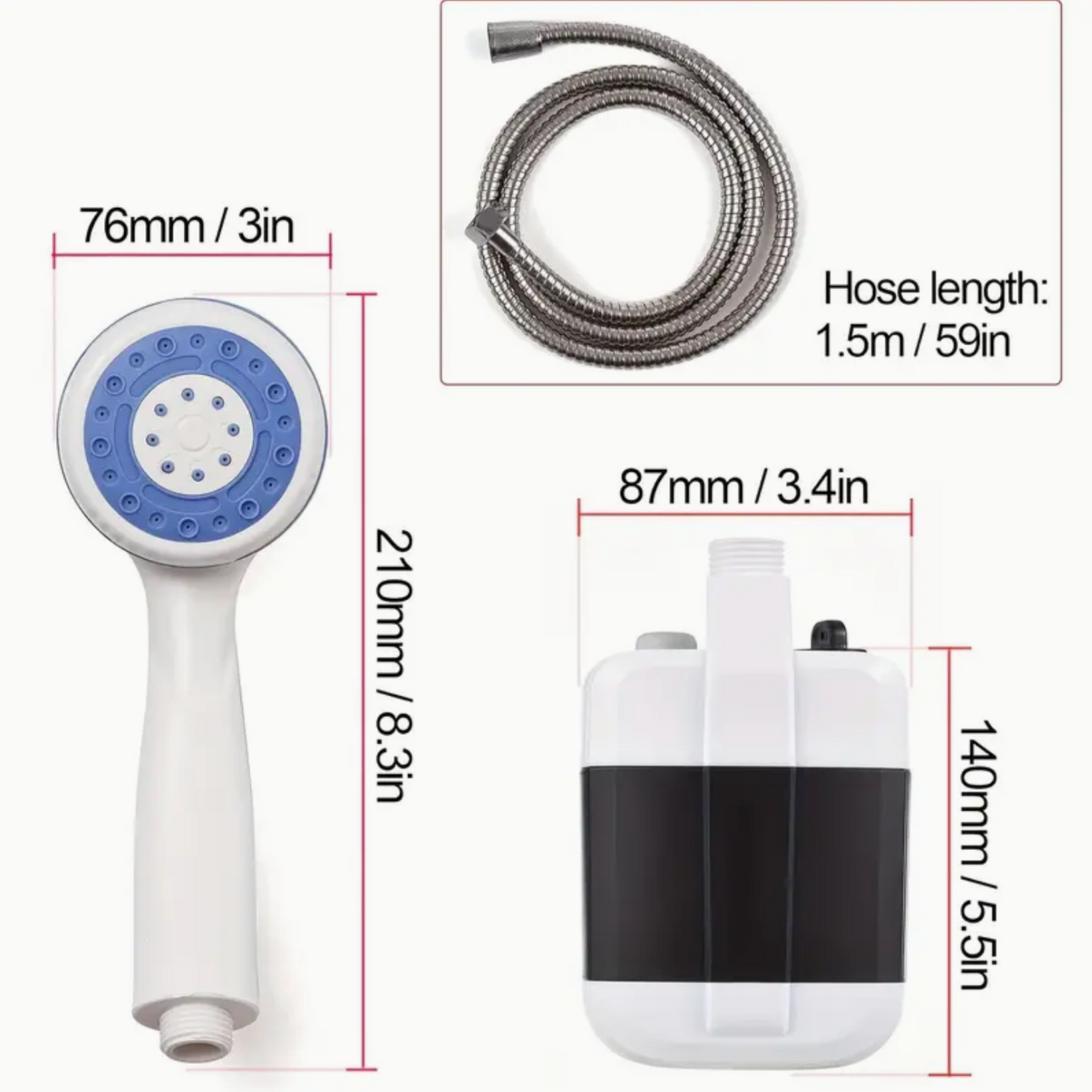 Portable Rechargeable Outdoor Shower - Camping Travel Shower, RV Travel Home Travel Garden Water Handheld Camp Shower Pump-Water Filtration System (4 To 5 Liter Water Flow Per Minute)