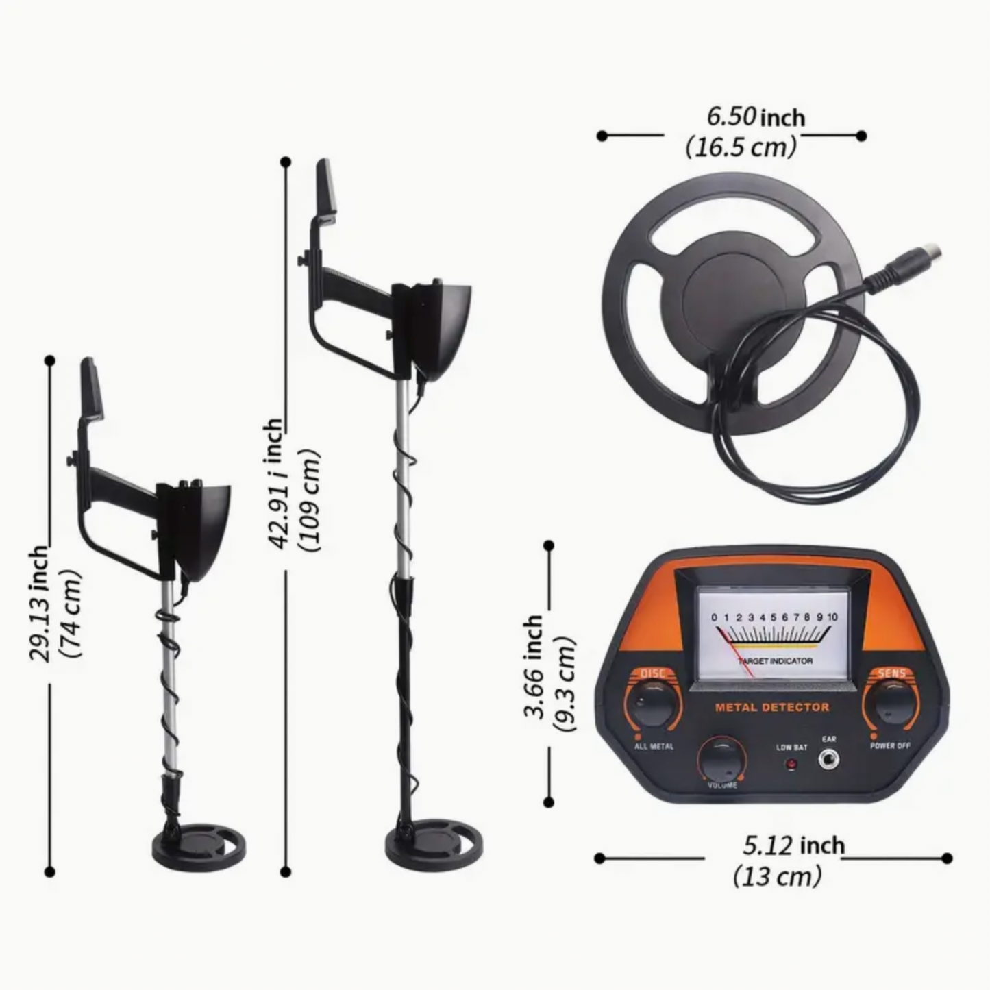 MD4030 Metal Detector - Professional Metal Detector With Coil, Adjustable Height, High Sensitivity For Golden & All Metals, Ideal For Adults, Beginners & Teens