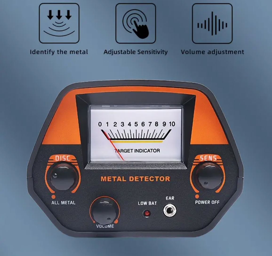 MD4030 Metal Detector - Professional Metal Detector With Coil, Adjustable Height, High Sensitivity For Golden & All Metals, Ideal For Adults, Beginners & Teens