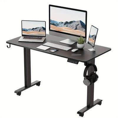 BEXEVUE Electric Height Adjustable Desk - 48 x 28 Inch, Standing Desk With Splice Board, Sit Stand Desk With Castors, Stand Up Desk, Computer Desk For Home Office