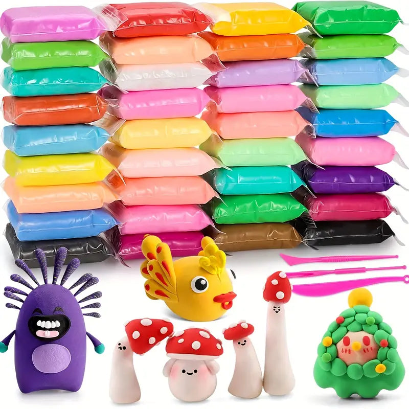 36-Color Air Dry Clay Craft Kit For Youngsters & Adults - Soft Magic Modeling Foam, Perfect For Halloween & Christmas Gifts