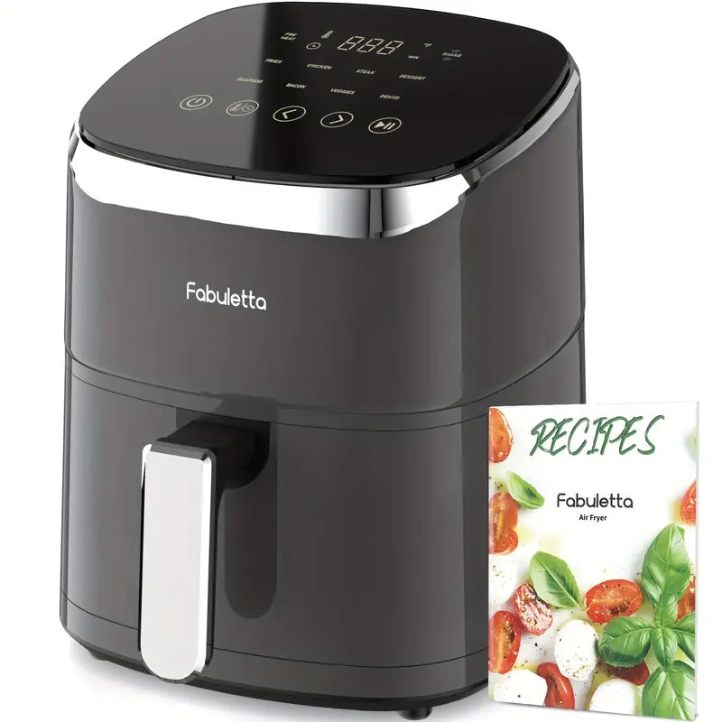 FABULETTA Air Fryer 4.2Qt - 9 Customizable Smart Cooking Programs, Shake Reminder, 450°F Digital Airfryer, Tempered Glass Display, Nonstick & Dishwasher-Safe Basket