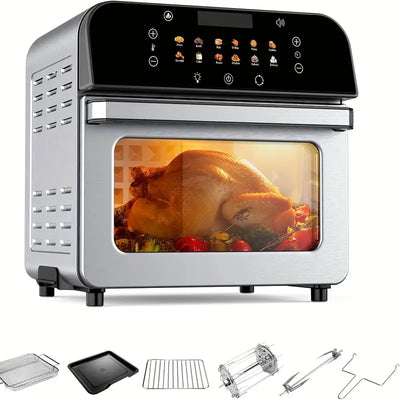 WHALL Air Fryer Oven 12.5QT - No Teflon, Stainless Steel, Programmable, Dishwasher Safe Accessories, LED Touchscreen