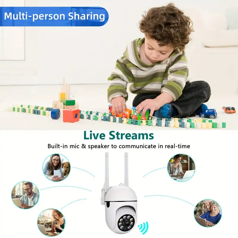 Outdoor Security Camera 1080P 2.4GHz Wireless WiFi - Camera With Full Color Night Vision, Wireless HD Indoor/Outdoor Camera, 2 Way Audio, Camera Pan/Tilt/Zoom, Smart Home Camera With Motion Tracking For Baby Elderly And Pets