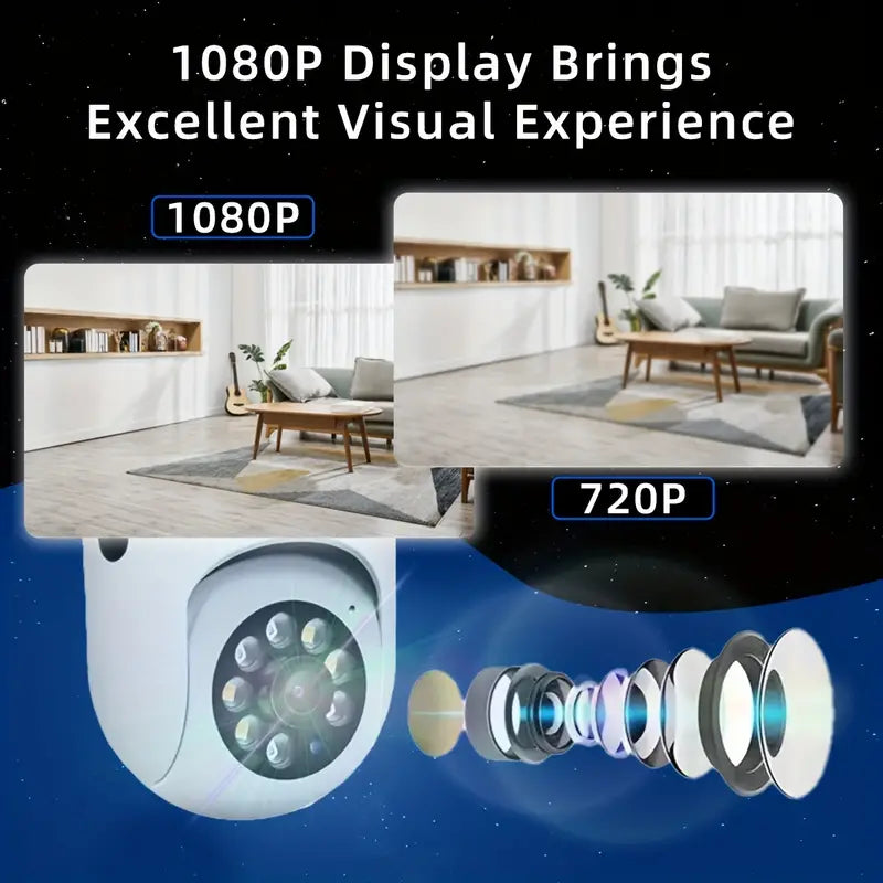 Outdoor Security Camera 1080P 2.4GHz Wireless WiFi - Camera With Full Color Night Vision, Wireless HD Indoor/Outdoor Camera, 2 Way Audio, Camera Pan/Tilt/Zoom, Smart Home Camera With Motion Tracking For Baby Elderly And Pets