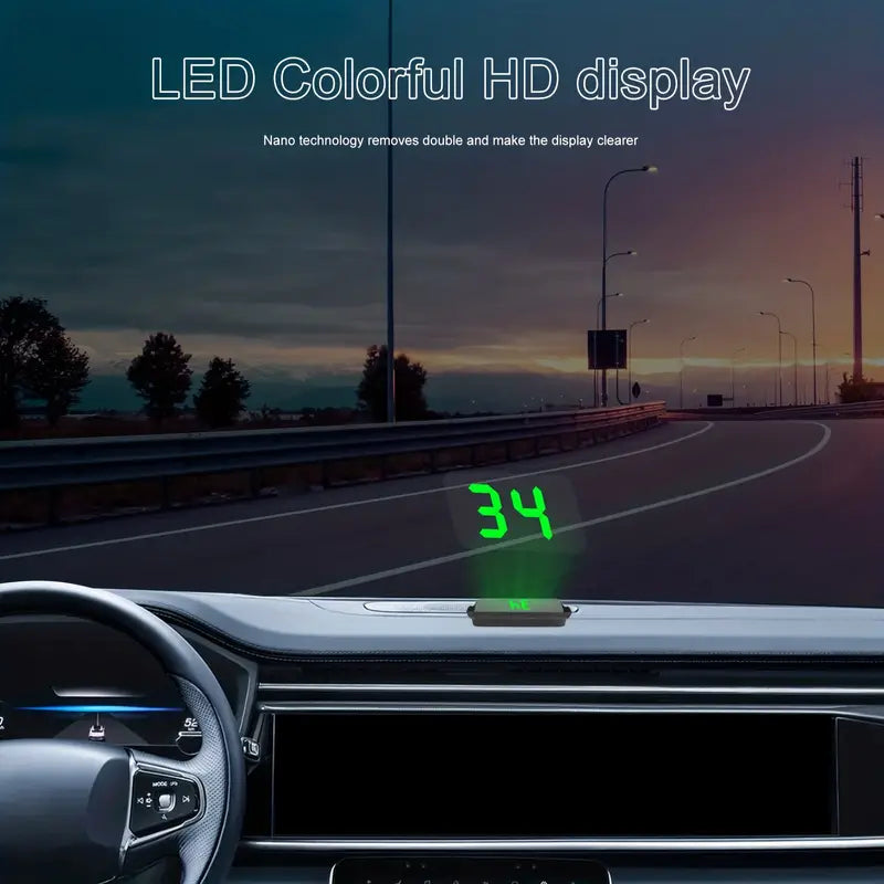 HUD Head Up Car Display - Speedometer, Vehicle Speed Multifunctional LCD Projection, Instrument Cluster MPH Or KMH