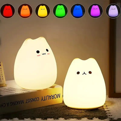 Cartoon Cute Cat Silicone Lamp - Color Changing LED Night Light, Touch Atmosphere Lamp, Home Decoration Living Room, Halloween, Christmas Decoration, Office Desk Accessories, Camping, Party, Birthday Christmas Perfect Gift