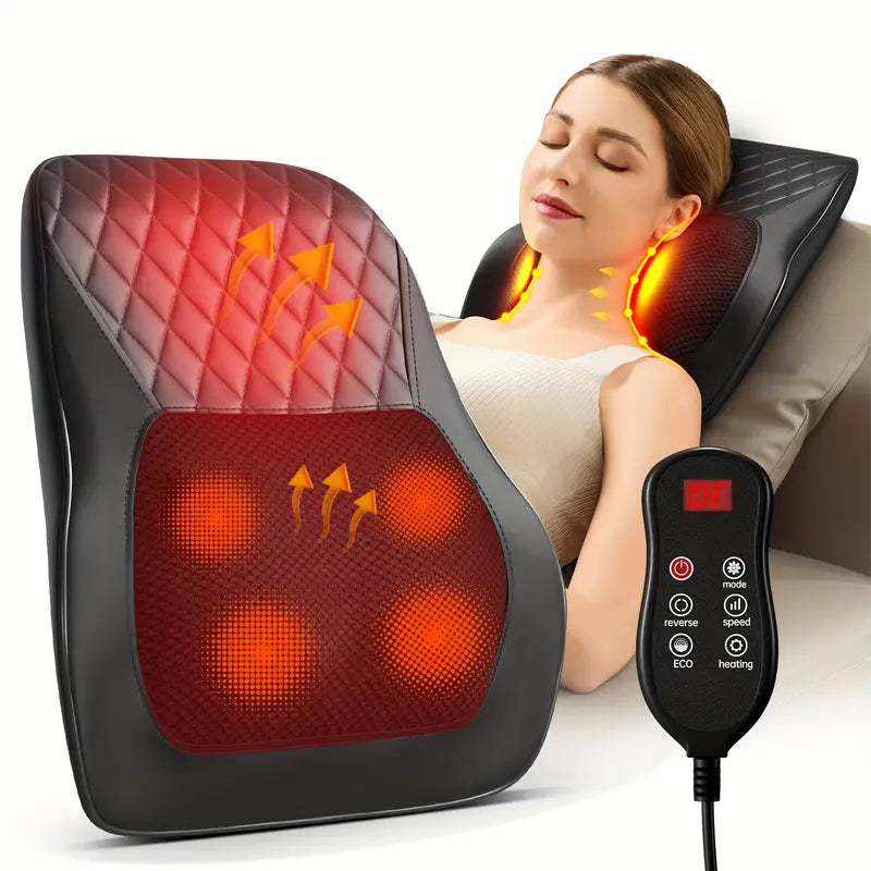 Chair Back And Neck Massager - Massager With Heat, 3D Kneading Massage Pillow, Suitable For Neck And Back, Shoulder, Leg Massage, Holiday Gift For Family