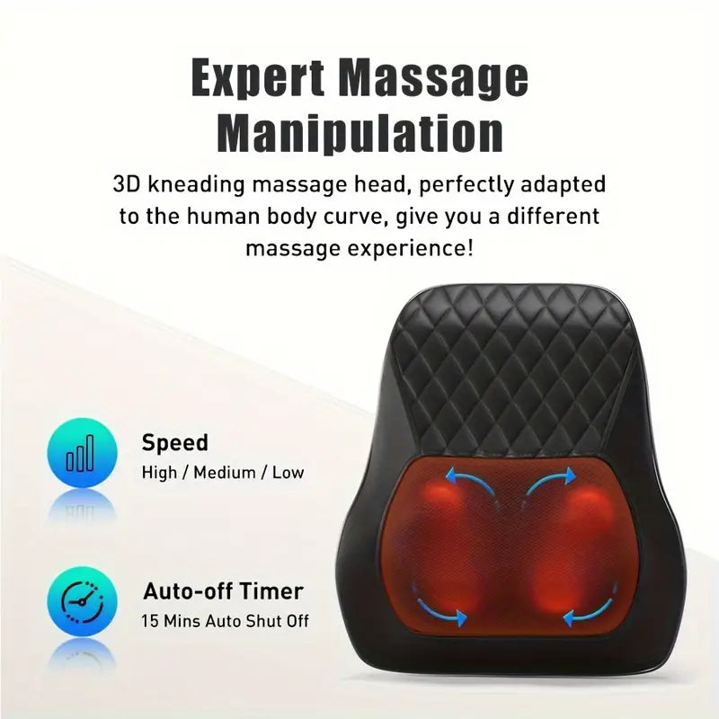 Chair Back And Neck Massager - Massager With Heat, 3D Kneading Massage Pillow, Suitable For Neck And Back, Shoulder, Leg Massage, Holiday Gift For Family