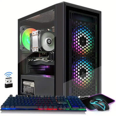 STGAubron Compact Gaming PC Desktop - Ultimate RX 580 8GB Gaming Setup For Streamers And Gamers