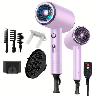 Professional Ionic Hair Dryer - Fast Drying Low Noise Blow Dryer With 1 Concentrator Nozzle 1 Diffuser Attachments For Home Salon Travel, Lightweight And Quiet, Holiday Gift