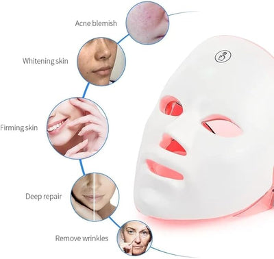 7-Color LED Light Mask - USB Rechargeable, Cordless Skin Care for Home & Salon Use