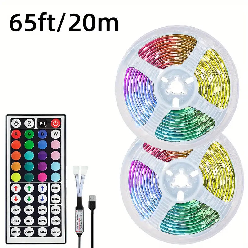 LED Strip Lights - 16ft-100ft With IR 44Key Remote, Can Crop, Flexible Use, Adjustable Color Flashing Speed, 6 DIY Modes, Easy To Install, Bedroom Room, Ceiling, Party Atmosphere Lights, Festive Atmosphere Lights