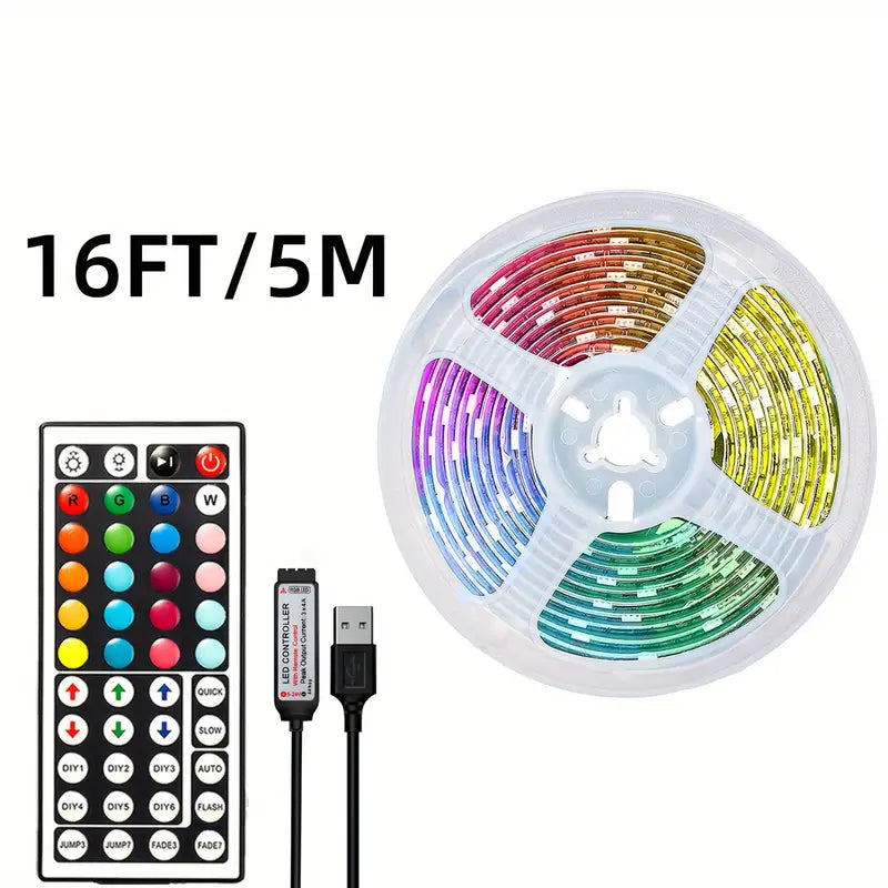 LED Strip Lights - 16ft-100ft With IR 44Key Remote, Can Crop, Flexible Use, Adjustable Color Flashing Speed, 6 DIY Modes, Easy To Install, Bedroom Room, Ceiling, Party Atmosphere Lights, Festive Atmosphere Lights