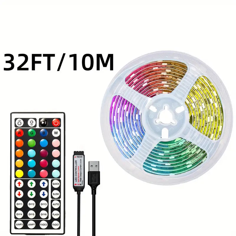 LED Strip Lights - 16ft-100ft With IR 44Key Remote, Can Crop, Flexible Use, Adjustable Color Flashing Speed, 6 DIY Modes, Easy To Install, Bedroom Room, Ceiling, Party Atmosphere Lights, Festive Atmosphere Lights