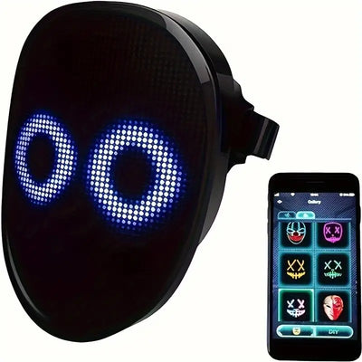 Pixel Mask - LED Mask DJ Mask, With Wireless App Control, Cool Trendy Funny DIY Image Mask, Halloween And Party Supplies