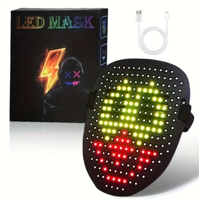 LED Mask - Gesture Sensing Transforming Light Up Luminous Digital Glow Mask For Halloween DJ Rave Party