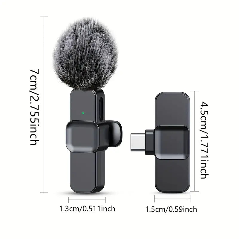 TACELAMO K10 Wireless Lavalier Microphone Clip-On Lapel Mic - USB-C For Android, iPhone Compatible, Omnidirectional Audio Recording System For Live Streaming, Interviews, Vlogging, 1-Touch Recording, Rechargeable Battery, USB Charging