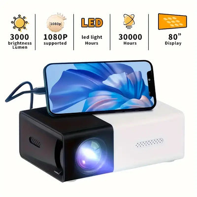 HD Mini Projector - Professional, USB/SD Card Support, Plug-in Power Supply (110V/220V), For Home Theater & Outdoor Camping, Ideal For Christmas, Halloween, Thanksgiving Gifts