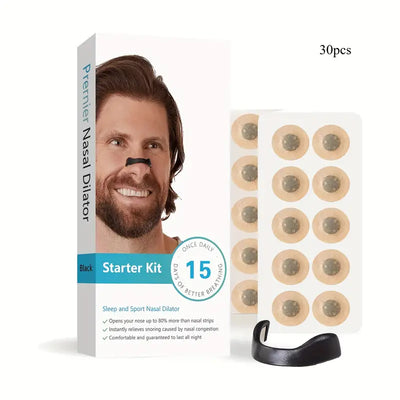 Prernier Magnetic Nose Dilator Breathing Expansion Kit - Stop Snoring, 4 Clips, 1 Magnetic Picker & 30 Magnet Patches, Snug-Fit Design, Secure & Comfortable Wear, Enhances Airflow For Easy Breathing, Suitable For Men & Women