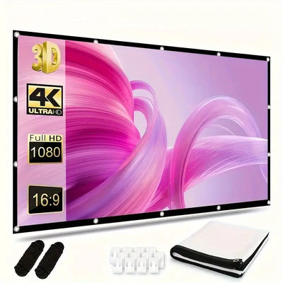 Versatile 4K Double-Sided Projection Screen - Easy Clean, Space-Saving Design for Bedroom & Living Room Movies, Available in Multiple Sizes (60", 72", 84", 100", 120", 150")