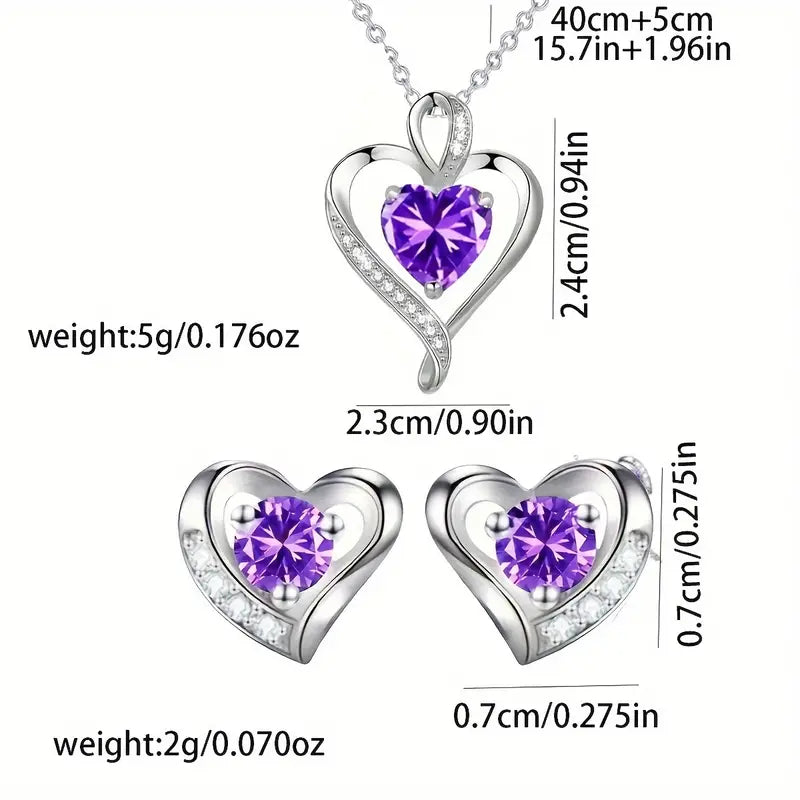 Eternal Heart Shaped Rose Jewelry Set - With Elegant Necklace & Earrings, Perfect Gift For Mom, Wife, Daughter On Mother's Day, Valentine's, Anniversary, Birthday, Wedding