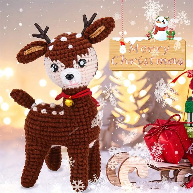 Reindeer Crochet Kit For Beginners - Christmas Crochet Kits For Adults Beginners, Complete Craft Kit Crochet Starters Kit With Step-By-Step Video Tutorials