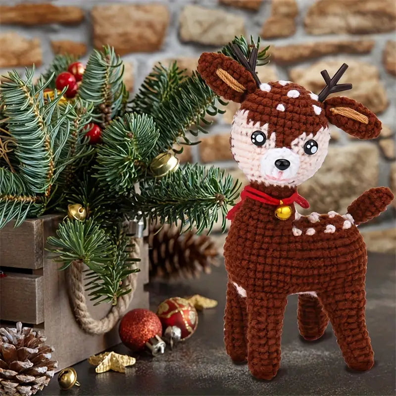 Reindeer Crochet Kit For Beginners - Christmas Crochet Kits For Adults Beginners, Complete Craft Kit Crochet Starters Kit With Step-By-Step Video Tutorials