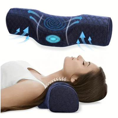 Cervical Memory Foam Neck Pillow - For Sleeping, Stiff Navy Blue Neck Support Pillow, Cervical Pillows For Sleeping Bed