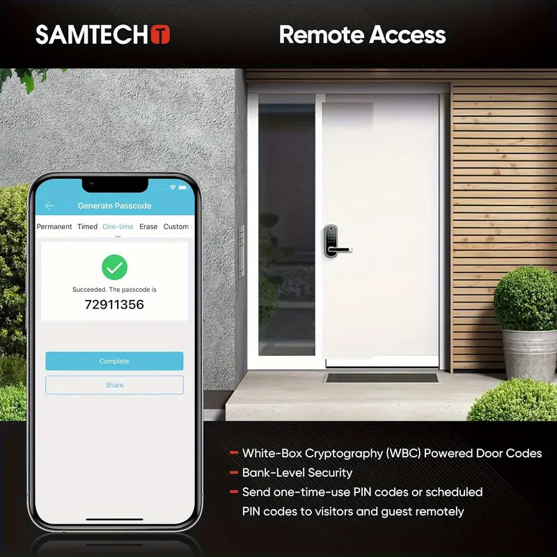 SAMTECHT Smart Home Door Lock With Keypad - Fingerprint Lock with Handle, Keyless Entry Door Lock For Front Door, Digital Door Lock, WiFi Door Lock With APP, Generate Passcode Remotely, DIY Installation