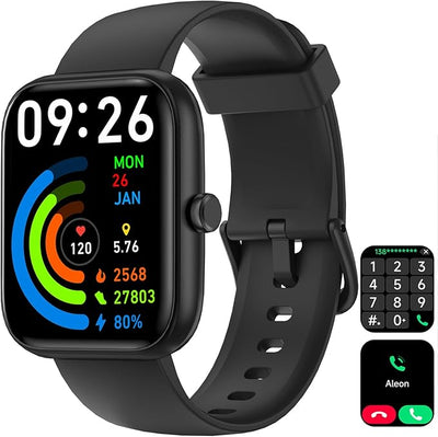 Smart Watch 1.8" Fitness Health Tracker - Bluetooth Call, DIY Dial, Heart Rate Sleep Blood Oxygen Monitor, 100+ Sports Modes, IP68 Waterproof Smartwatch For Android iPhone, Alexa Built-in For Men Women