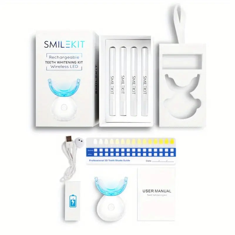 Smilekit Teeth Whitening Kit - LED Teeth Whitening Lamp, Teeth Color Card, Suitable For Men And Women, Perfect Gift Set