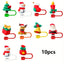 10-Piece Christmas Straw Toppers Set – Festive Resin Drink Charms For Holiday & Special Occasions, Reusable Dustproof Cup Accessories, Party Favors For Christmas, Decoration For Straws