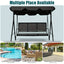 Outdoor Canopy Porch Swing - Patio Swing Chair 3 Person Canopy Hammock For Deck, Poolside, Garden, Outdoor And BBQ