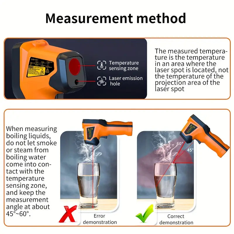 Infrared Thermometer Gun - Handheld Heat Temperature Gun For Cooking Tester, Pizza Oven, Grill & Engine, Laser Surface Temp Reader -58F To 1112F - NOT For Humans