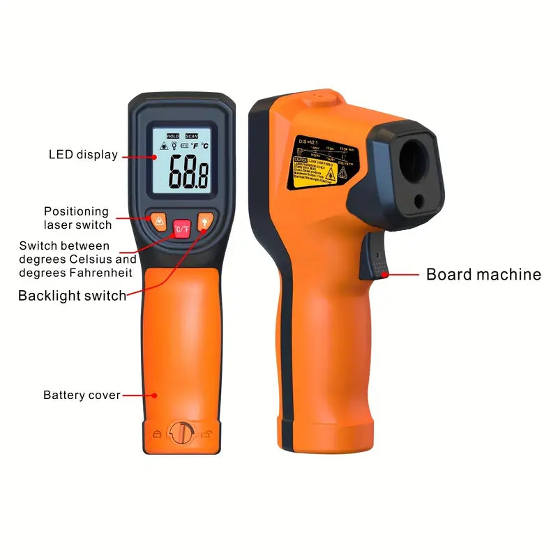 Infrared Thermometer Gun - Handheld Heat Temperature Gun For Cooking Tester, Pizza Oven, Grill & Engine, Laser Surface Temp Reader -58F To 1112F - NOT For Humans