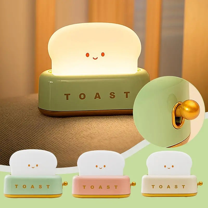 Cute Toaster Shape LED Table Lamp - 3000K USB Rechargeable Heartwarming Decorative Table Lamp, Toast Bread Night Light, Creative Design Bread Night Light Suitable For Kids Use Perfect Birthday Christmas Gift